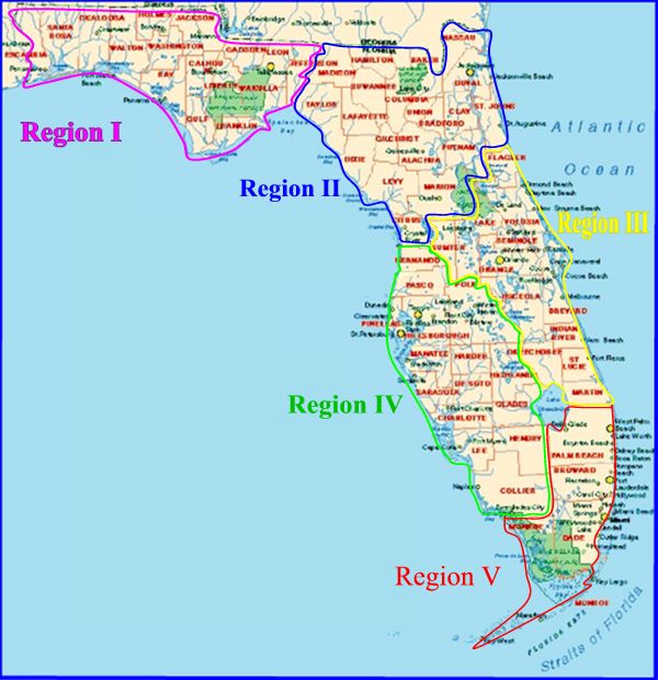 map of florida. FL-SAC Regional Map